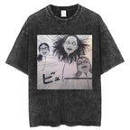Japanese Tomie Junji Ito Tomie Vintage Washed Old Printed Short Sleeve T-Shirt Men's Ghost Destroyer Blade Top