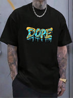 Daily men's casual 100 Cotton T-shirt 180g pure cotton with irregular letter print short sleeved casual T-shirt suitable for fitness and outdoor activities, suitable for all seasons, giving friends holiday gifts