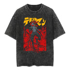 DEVIL MAN Anime Retro Street Style Washed Crew Neck Anime T-Shirt,Unisex Fashion Graphic Tee,Streetwear Clothing,Trendy Outfit,Anime lover t-shirt FO200915