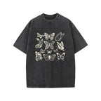 Washed T-shirt Retro Butterfly Comfort Color Shirt, Retro Butterfly Shirt Butterfly T-shirt Checkered Bow