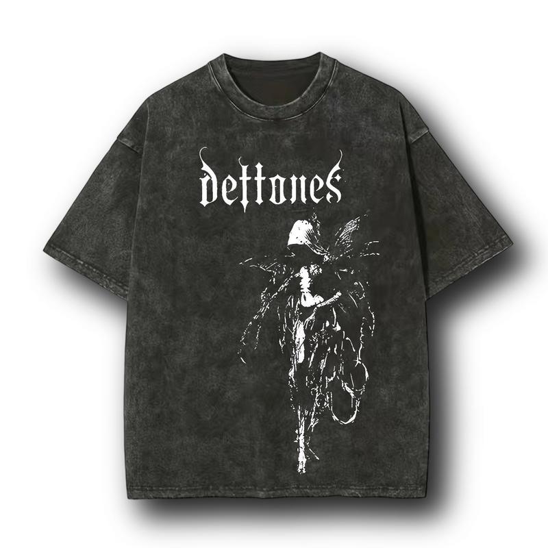 Retro Limited Vintage Deftones T-Shirt, Rock Band Heavy Metal Unisex Cotton Graphic Washed Tee, Gothic Punk Grunge Emo Y2K Clothes, Rock Music Merch