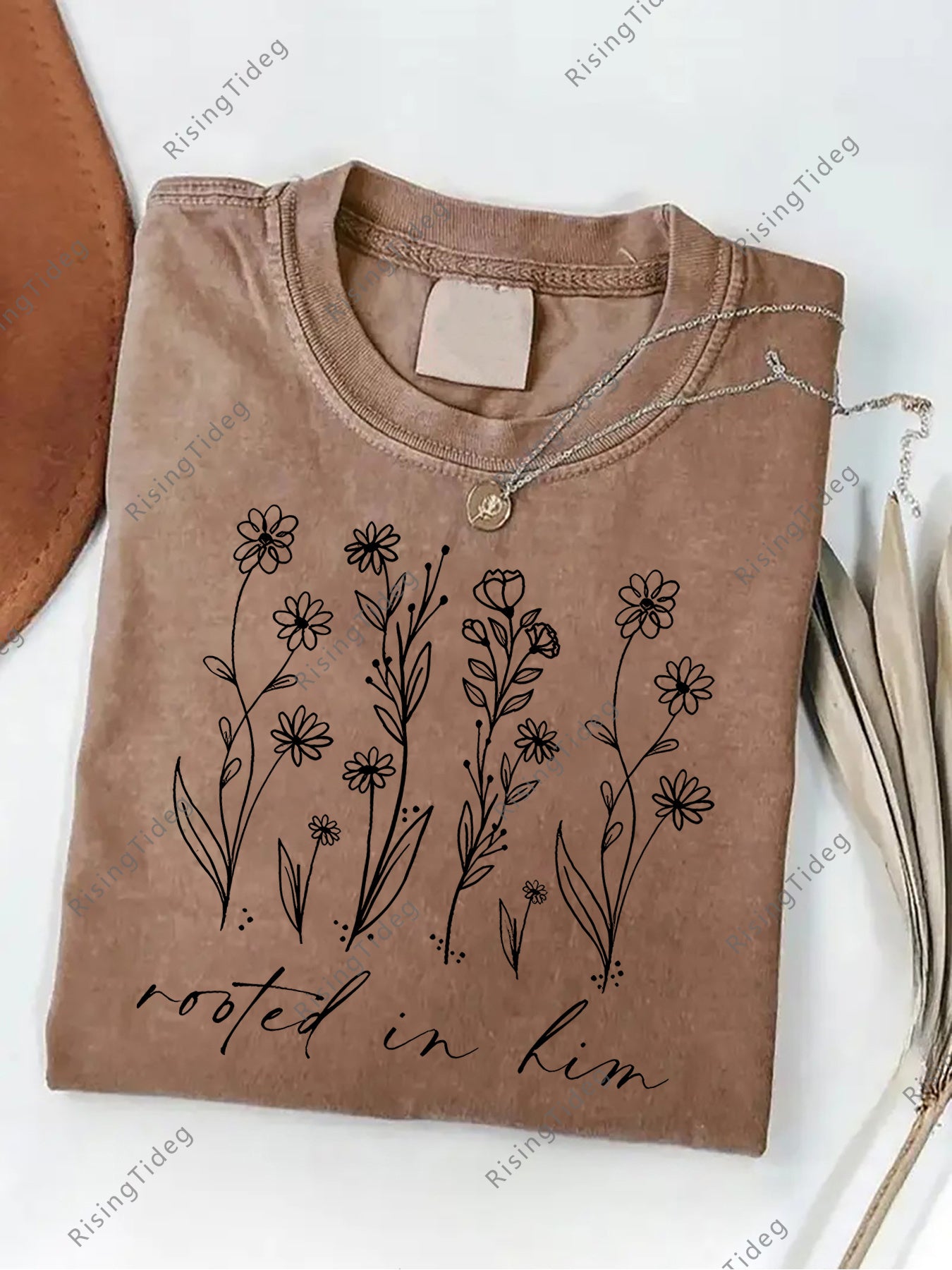 Men'S 230g Washed Deep Root Faith Print | Retro Street Style Loose Short Sleeve Round Neck Top, Machine Washable All-Season Comfortable, Perfect Holiday Gift