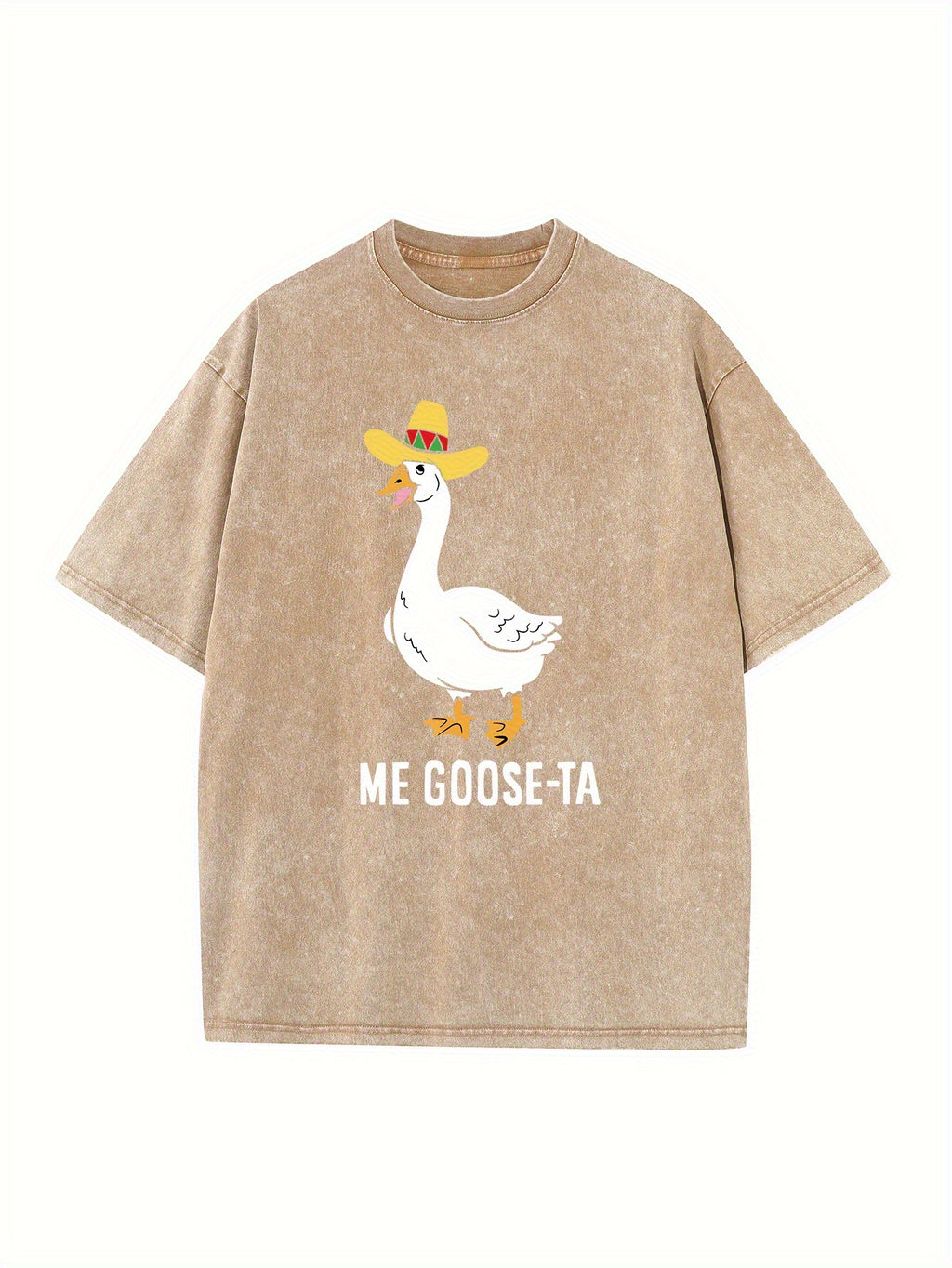 ME GOOSETA Printed Men's  250g Washed Cotton Round Neck Short Sleeve Cotton, Casual Summer, Suitable for Daily Street Style