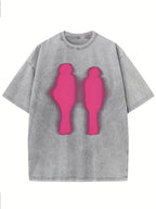 Men's  Printed T-Shirt Washed Streetwear Cotton T-Shirt Vintage Drop Shoulder Sleeve Round Neck Short Sleeve Casual Top
