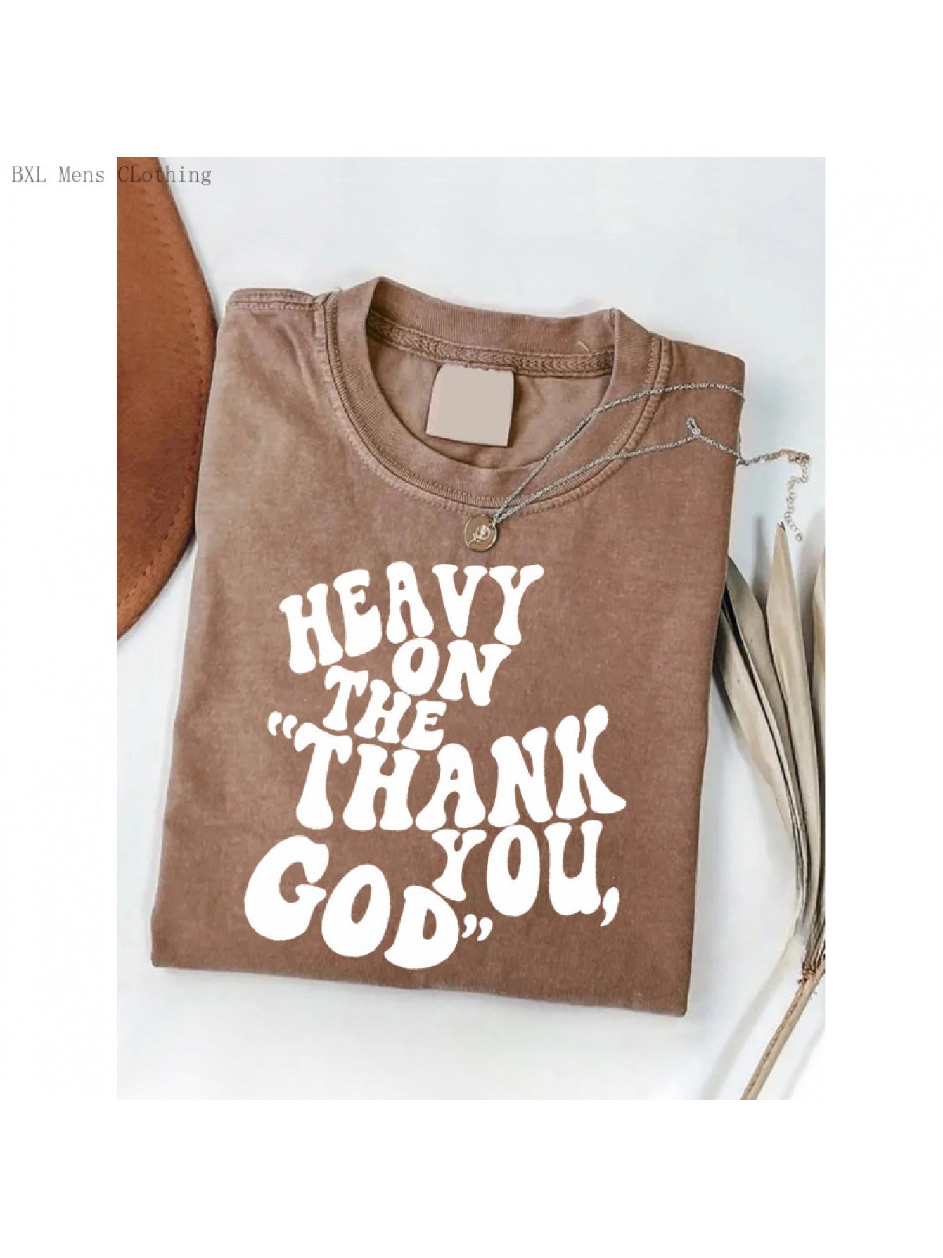 Men's Vintage Faith Gratitude God Religious T-Shirt - 230k/230g Heavy Washed Tee with Round Neck, Short Sleeve & Loose Fit - Suitable for Outdoor, Casual Wear, Christmas Gift for Church & All-Season Apparel