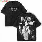 Nezuko x Halloween Night – Demon Flame Kimono Washed Oversized Tee – Limited Dark Anime Streetwear Drop