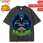 Washed T-shirt Seattle Football Men's T-Shirt women's and men's tops TikTokShop Black Friday