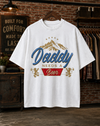 American-style vintage "dirty-wash" T-shirt with a fun slogan; features a distressed, faded finish—a versatile, casual short-sleeve top perfect for Father's Day.