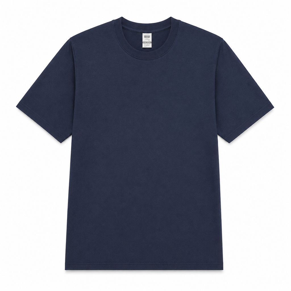 Men's Navy Pure Cotton Crew-Neck Short-Sleeve T-Shirt — A durable, timeless staple.