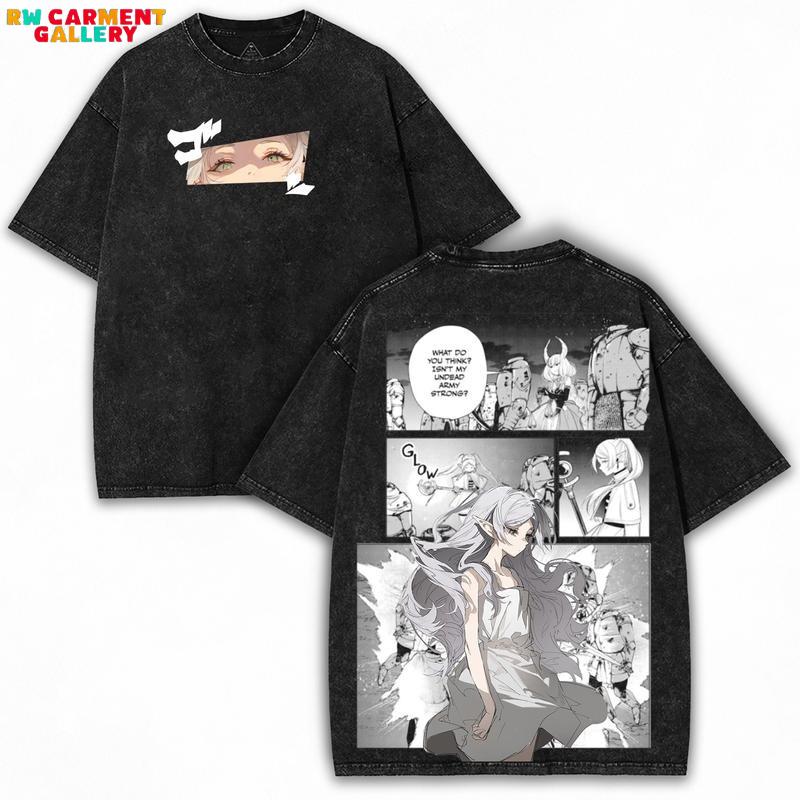 Frieren – Beyond Journey’s End Washed Tee with Undead Army Manga Panels & Ethereal Elf Vibe | Fantasy Anime Drop for True Fans