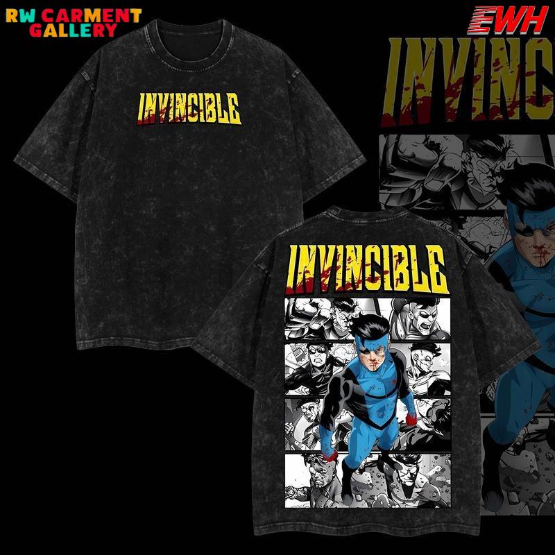 Superstyle Limited Edition Emperor Mark Grayson Invincible War Comic Double Printed Oversize Lightweight Acid Washed Tee TV Series Graphic Tee T-Shirt