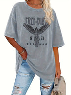 Men'S Vintage Distressed T-Shirt - Heavy Washed Retro Graphic Tee with & 1970s/73 Design, Soft Breathable Fabric, Loose Fit Round Neck Casual Shirt for Everyday &