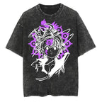 Anime The Seven Deadly Sins Escanor Meliodas Graphic Washed T Shirt Men Manga Cotton T-shirts Harajuku Male Casual Tops Menswear Distressed