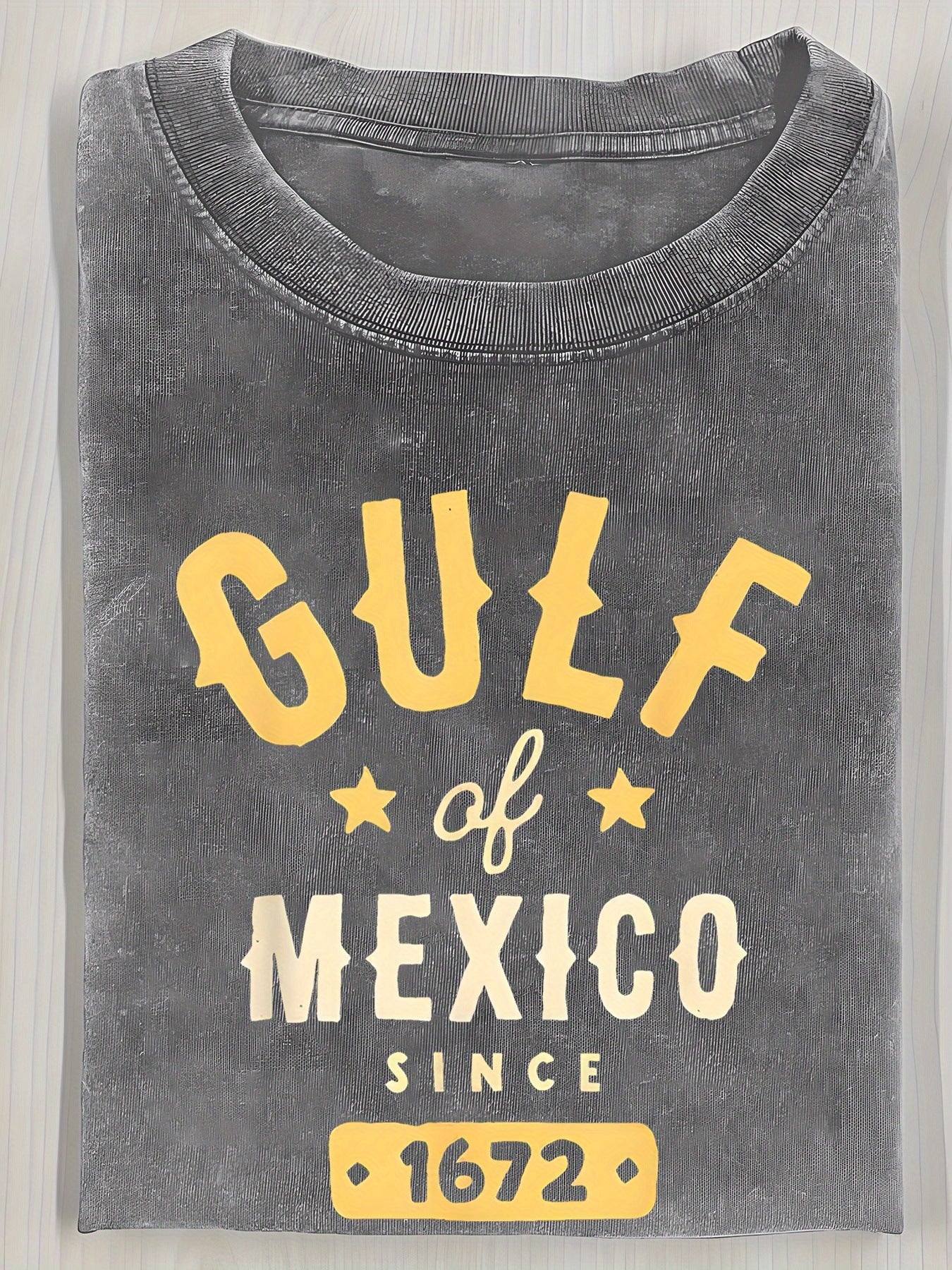 Men'S Vintage Washed T-Shirt | "Mexico Bay Since 1672" Print, Casual Loose Fit, Crew Neck, Short Sleeve, Light Purple, Perfect Gift for Summer or Festivals