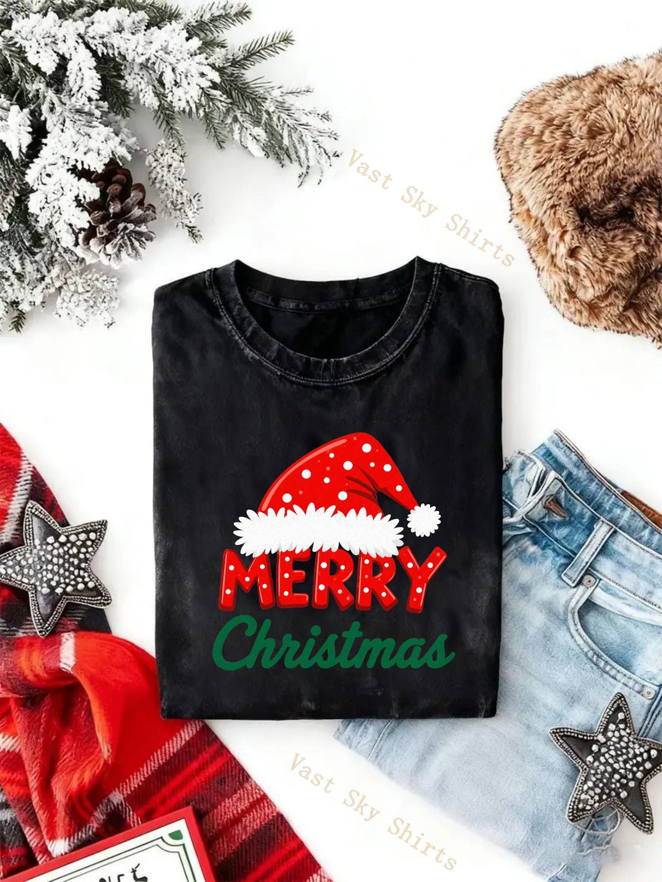 Y2K Retro Vintage Christmas T-Shirt Compatible for Church Worship - Washed Cotton Short Sleeve with Merry Christmas Print, Unisex Casual Holiday Party Outfit, Winter Warmth (Regular/Loose Fit) - Year-Round Wear & Machine Washable