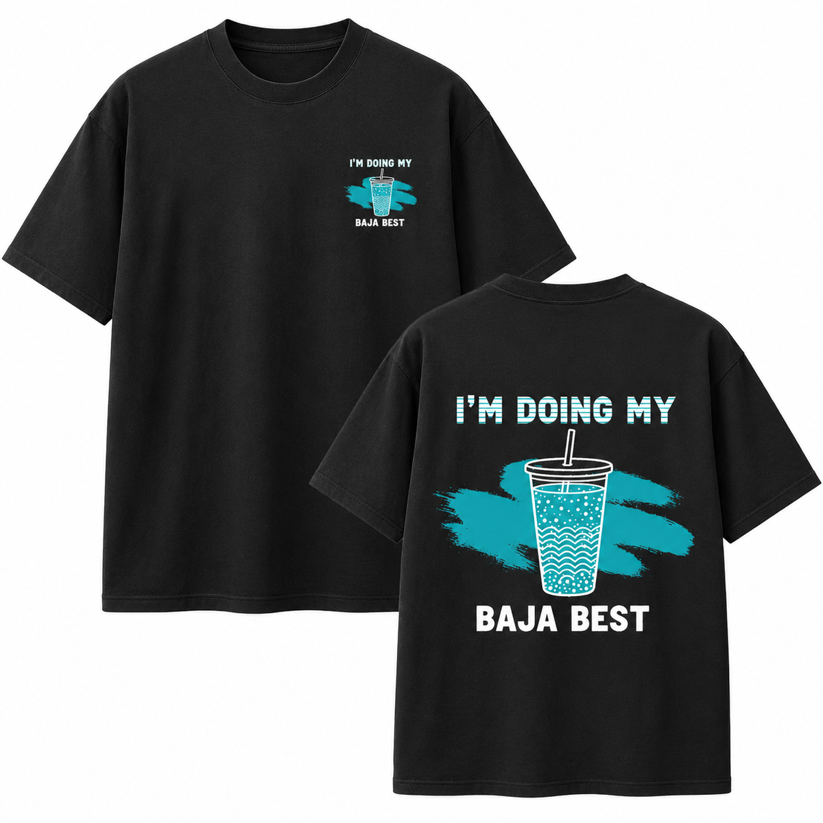 Women's Casual Cotton Crew-Neck T-Shirt with Fun Beverage-Themed Graphic Prints on Front and Back