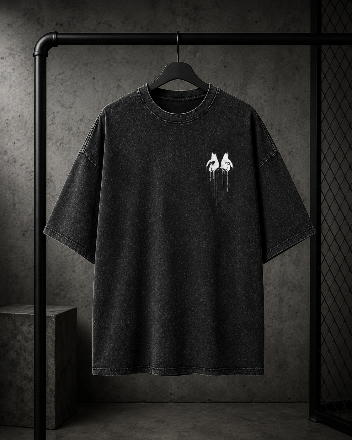 Unisex Washed/Distressed Short-Sleeve T-Shirt with "Zombie Hand & Thorns" Print – Dark High-Street Vintage Style
