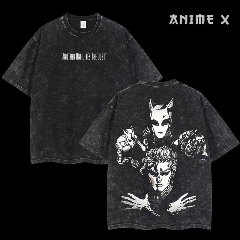 Retro Vintage Limited "Another One Bites The Dust" - JoJo's Bizarre Adventure Anime Double Printed Oversized Washed Tee Unisex Oversize Anime Manga Acid Washed Lightweight Cotton T-Shirt, Hoodies & Sweater Wash Gift For Anime Fan, Anime Lover