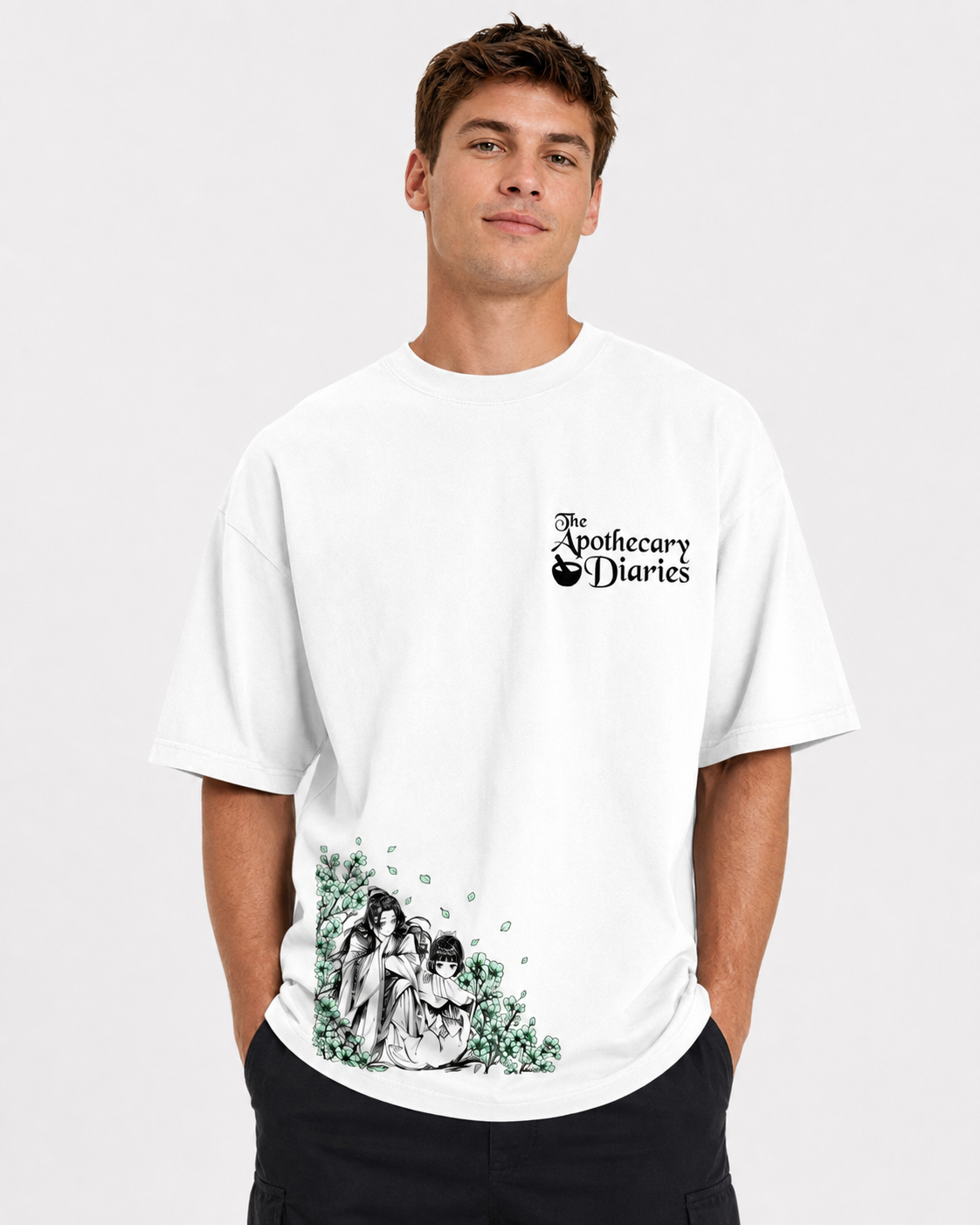 Vintage-Wash Short-Sleeve T-Shirt | *The Apothecary Diaries* Double-Sided Print | Anime Style | Unisex Oversized Fit