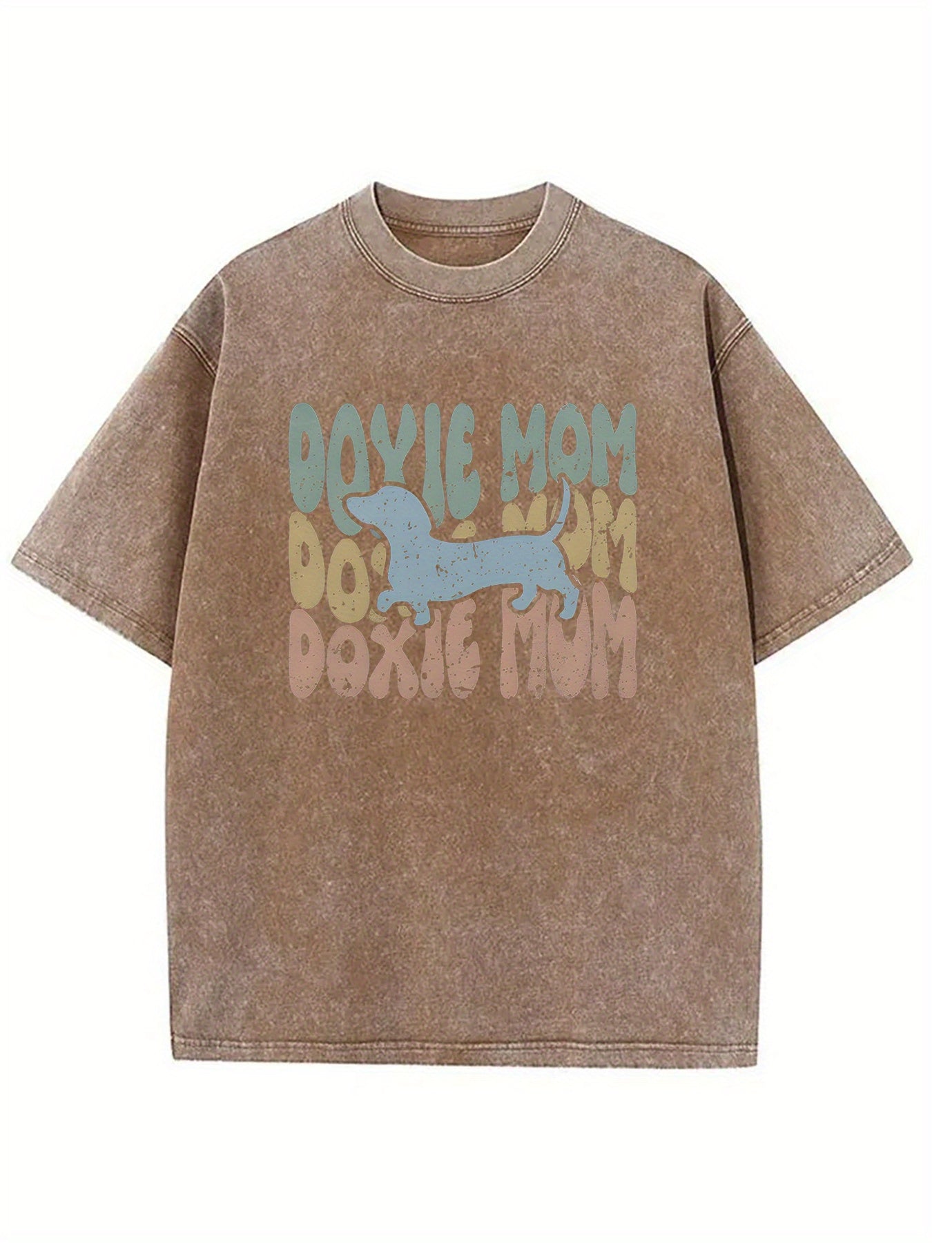 1pc, Vintage Washed "Doyle Mom" Pattern T-Shirt | Casual Loose Fit, Short Sleeve, Crew Neck, Perfect Summer Gift for Men