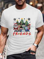 Men's Sports Daily Cotton T-shirt 180g Pure Cotton Oversized Christmas Theme Creative Letter Printed Fashion Versatile Top Men's T-shirt Pure Cotton Short Sleeve Spring and Summer Four Seasons Universal
