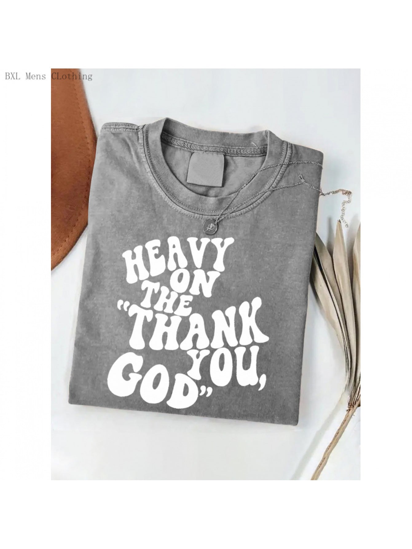 Men's Vintage Faith Gratitude God Religious T-Shirt - 230k/230g Heavy Washed Tee with Round Neck, Short Sleeve & Loose Fit - Suitable for Outdoor, Casual Wear, Christmas Gift for Church & All-Season Apparel