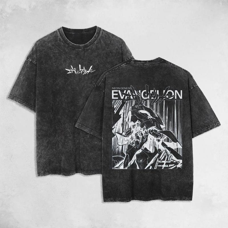 Neon Genesis Evangelion - Shin Seiki Evangelion Anime Manga Washed Heavy Cotton T-shirt, Gift For Anime Fan, Anime Lover, Manga Lover Gift Gift For Him Gift For Her