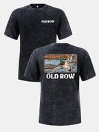 OLD ROW Men'S 230g Washed Vintage Street T-Shirt | Double-Sided Duck Hunting Pattern, Drop Shoulder Loose Fit, Breathable, Crew Neck, Comfortable Casual Wear for All Seasons