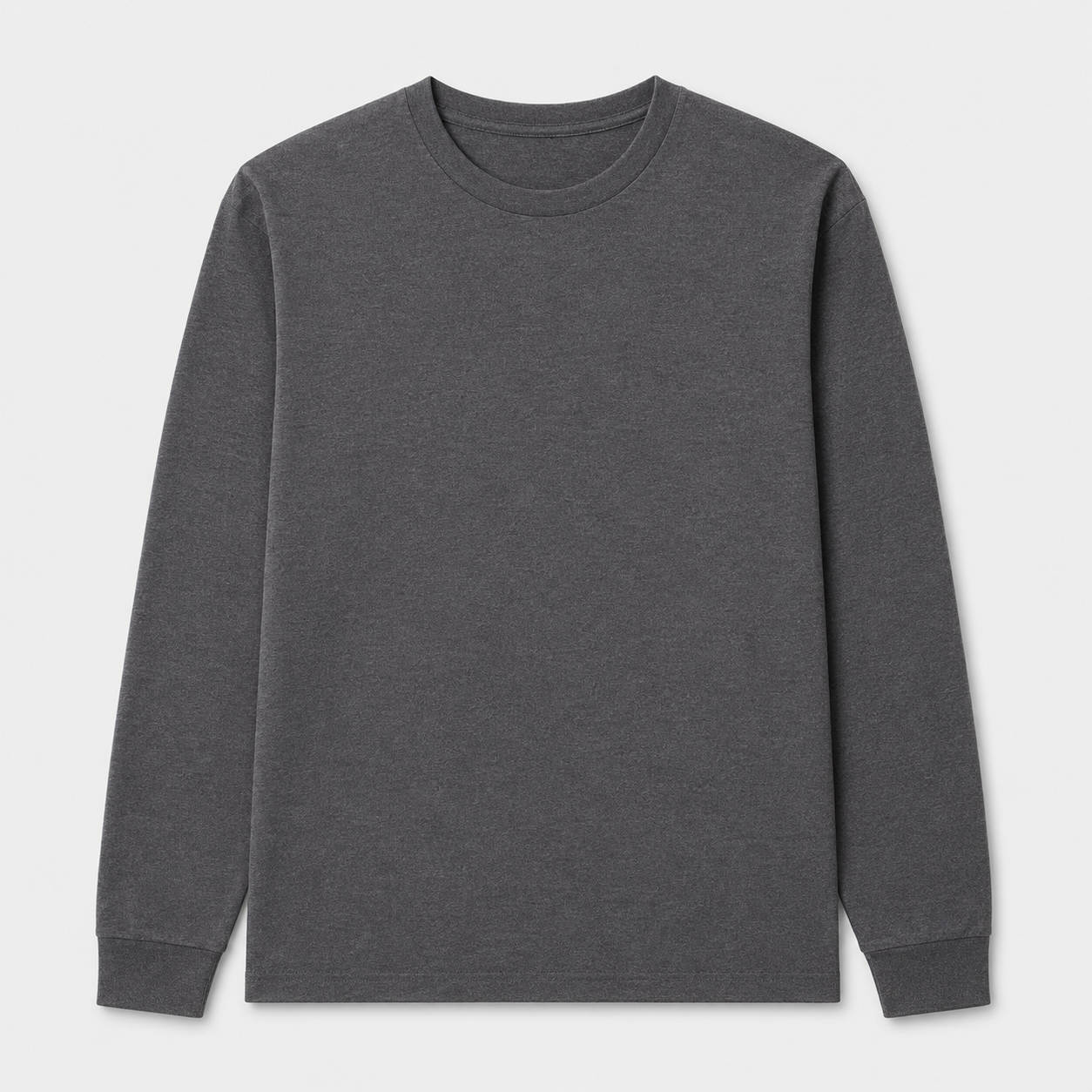Heavyweight Pure Cotton Men's Long-Sleeve Crew Neck – Soft, Shape-Retaining, Classic & Versatile Casual Top