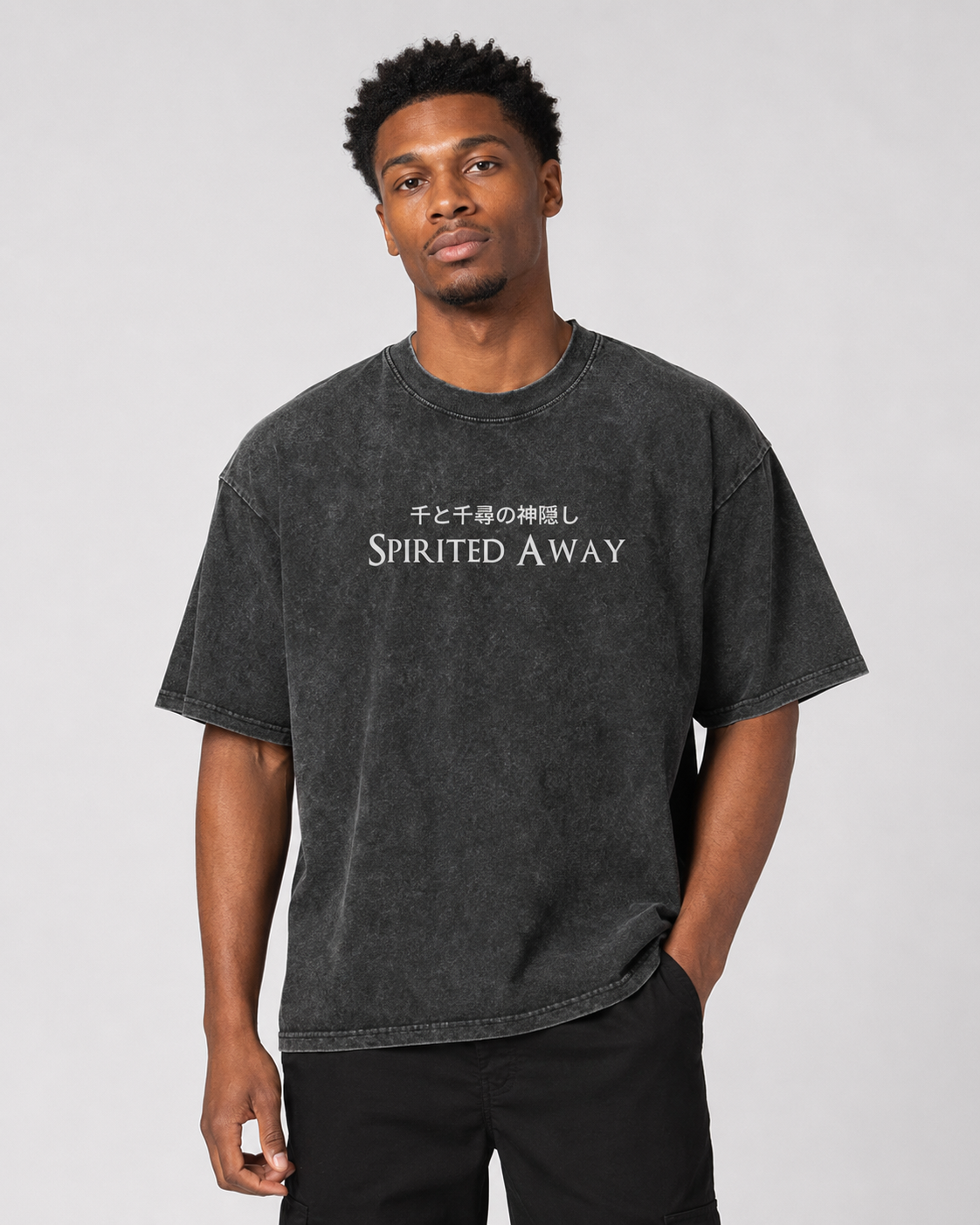 Vintage-Wash Short-Sleeve T-Shirt | *Spirited Away* Double-Sided Print (Haku & No-Face) | Oversized Unisex Tee