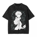 Hip Hop Novelty T-Shirt Tee Shirt for Men Women Summer  Anime Gojo Satoru Washed T Shirts Streetwear Menswear Top
