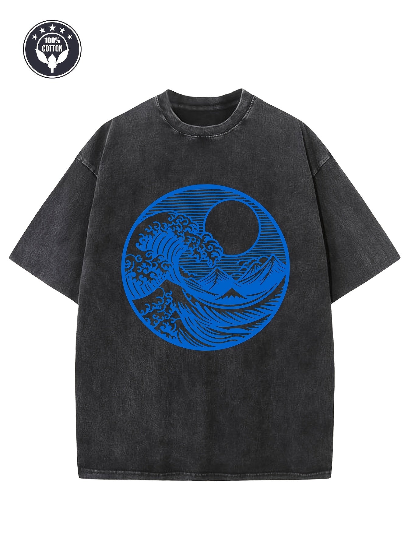 Men's Heavyweight 230g 100% Cotton Vintage T-Shirt - Oversized Loose Drop Shoulder, Soft Washed Texture, Retro Streetwear Style with Ribbed Collar, Unisex Casual Hip-Hop Shirt Suitable for All-Season Wear (Machine Washable)