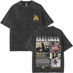 Vintage Washed Rapper Maluma Pretty Dirty Europet Tour 2025 T-shirt Men Women Fashion Oversized Tshirt Male Hip Hop Streetwear X250403