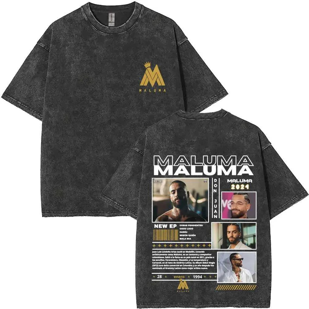 Vintage Washed Rapper Maluma Pretty Dirty Europet Tour 2025 T-shirt Men Women Fashion Oversized Tshirt Male Hip Hop Streetwear X250403