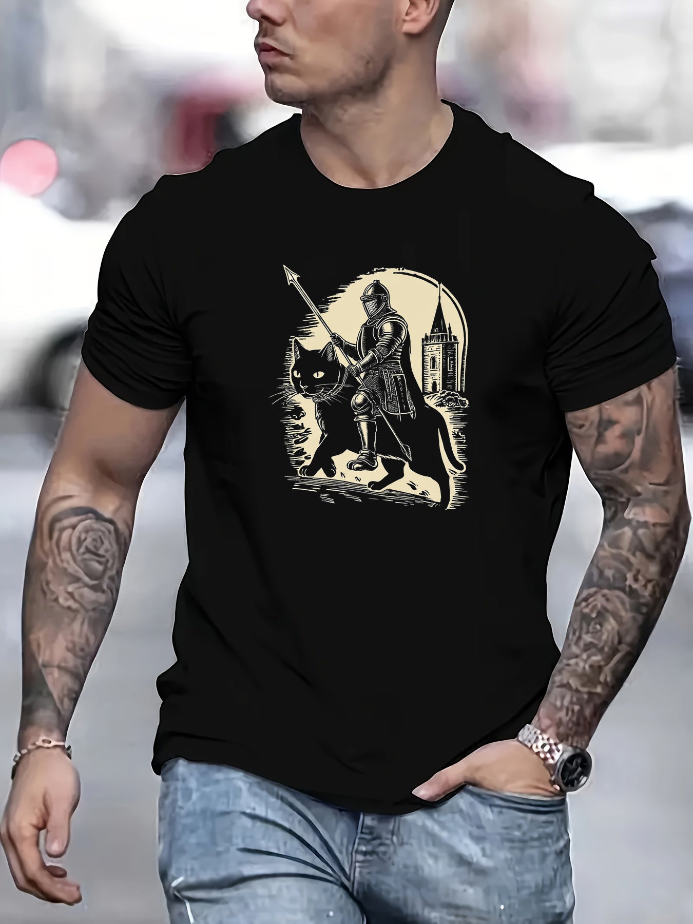 Daily Men's Casual 100 Cotton Breathable T-shirt 180g Pure Cotton with Irregular Letter Printing Short Sleeve Casual T-shirt Pure Cotton Top Suitable for Travel and All Seasons Suitable for Giving Friends Holiday Gifts