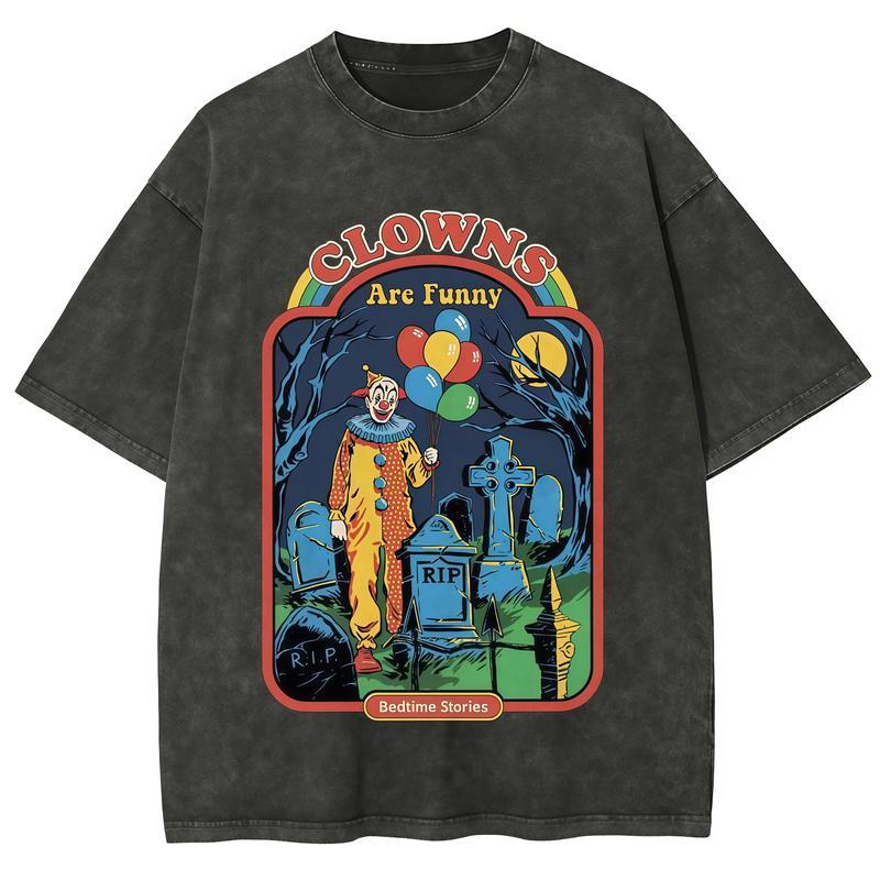 Clowns Are Funny Vintage Washed Halloween T-Shirt – Retro Spooky Graphic Tee