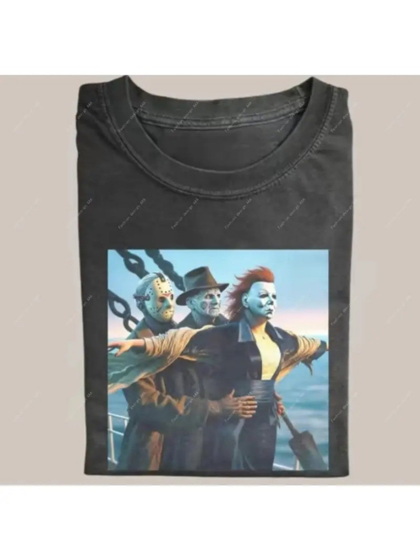 Men'S 230g Washed T-Shirt | Local Warehouse Delivery, Summer, Front and Back Print Patterns, Loose, Fashionable, Oversized Style, Vintage Distressed Style, Suitable for Casual Wear, Crew Neck, All-season.
