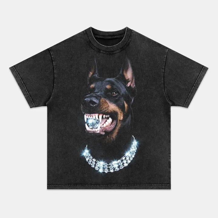 RETRO STREET STYLE & DOG V3 Vintage Washed Crew Neck Tee Regular Fit Casual Comfort Breathable Short Sleeve Funny T-shirts for Summer Fashion Men&Women's Top for Daily Wear 082001