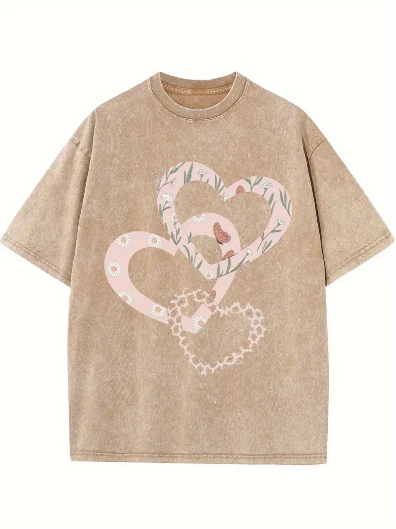 Women's Vintage Distressed Heavy Washed T-Shirt - Soft Breathable Round Neck Short Sleeve Top with Loose Plus Size Fit, Casual Streetwear Blouse for Casual Attire, Machine Washable & Year-Round