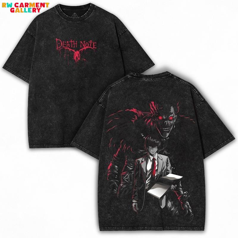 Death Note Washed Oversized Tee + Light & L Duel Graphic + Vintage Anime Streetwear Collector Drop