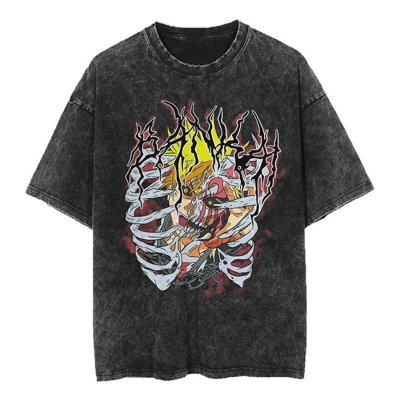 ICHIGO - BLEACH Anime Retro Street Style Washed Crew Neck Anime T-Shirt,Unisex Fashion Graphic Tee,Streetwear Clothing,Trendy Outfit,Anime lover t-shirt FO700915