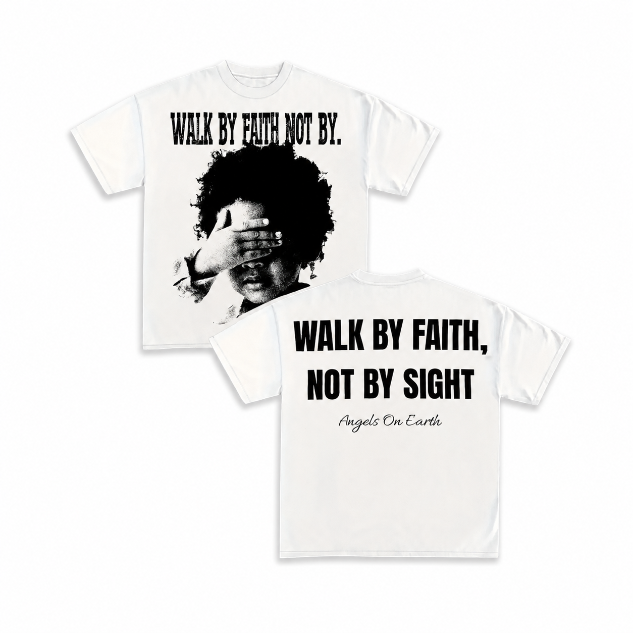 American Streetwear Faith-Themed T-Shirt: Loose-Fit, Casual Short-Sleeve Tee Featuring a Child Portrait Print—A Summer Essential for Couples