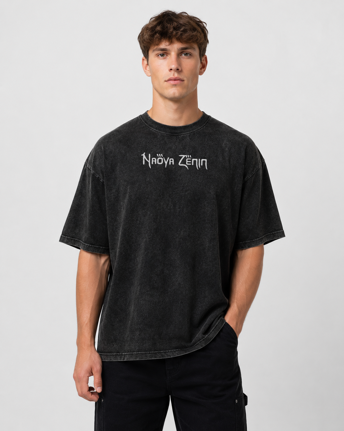 Vintage-Wash Short-Sleeve T-Shirt | *Jujutsu Kaisen* Naoya Line-Art Manga Double-Sided Print (Oversized/Unisex)