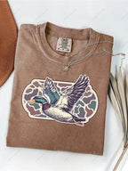 Men'S Casual Retro Washed 230G 100% Short Sleeve Flying Duck T-Shirt | Breathable, Sweat-Absorbing, Comfortable, Crew Neck, All-Season, Machine Washable, Perfect Gift for Friends on Holidays, Sweat-Resistant