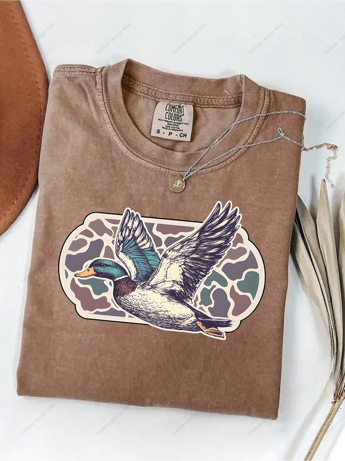 Men'S Casual Retro Washed 230G 100% Short Sleeve Flying Duck T-Shirt | Breathable, Sweat-Absorbing, Comfortable, Crew Neck, All-Season, Machine Washable, Perfect Gift for Friends on Holidays, Sweat-Resistant