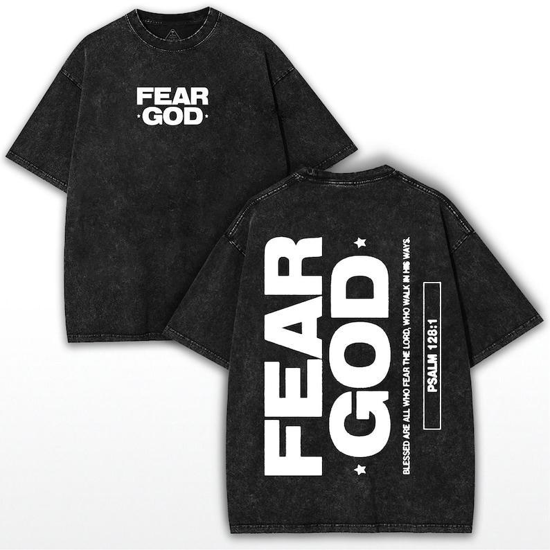 Vintage Washed Fear God T-Shirt: Oversized Christian Streetwear Menswear Top