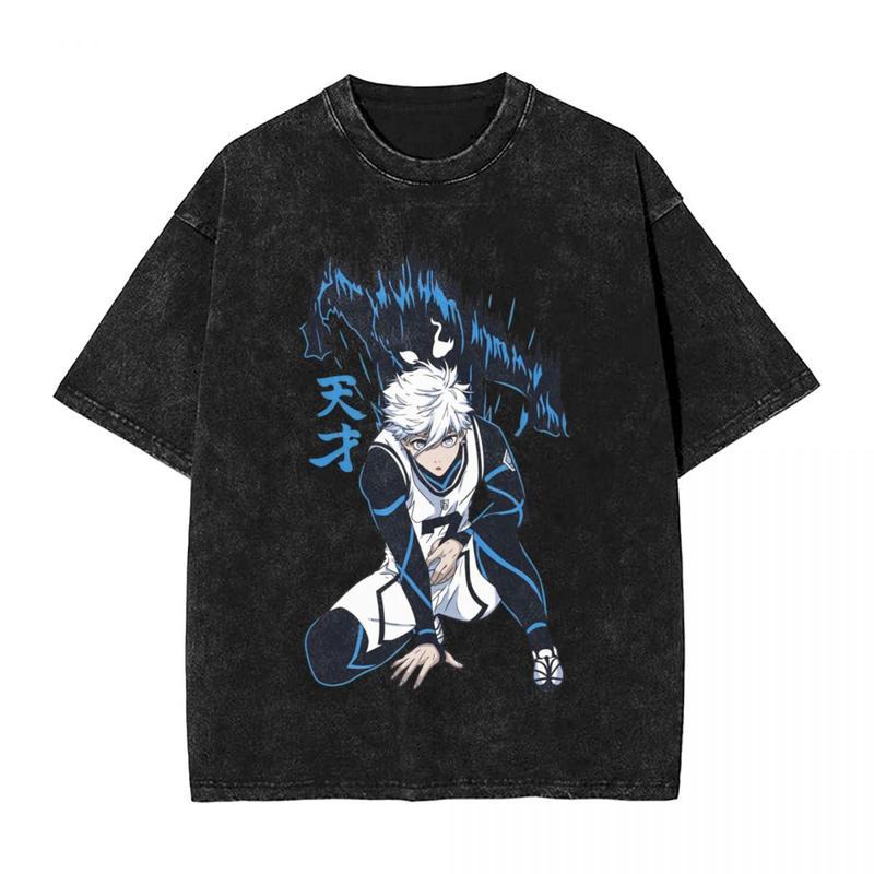Anime Blue Lock Nagi Seishiro Graphic Washed T-shirt Unisex-adult  Vintage High Street Tshirts High Quality Harajuku style  Cotton Crew neckT Shirt  Hip hop Tops Womenswear Everyday