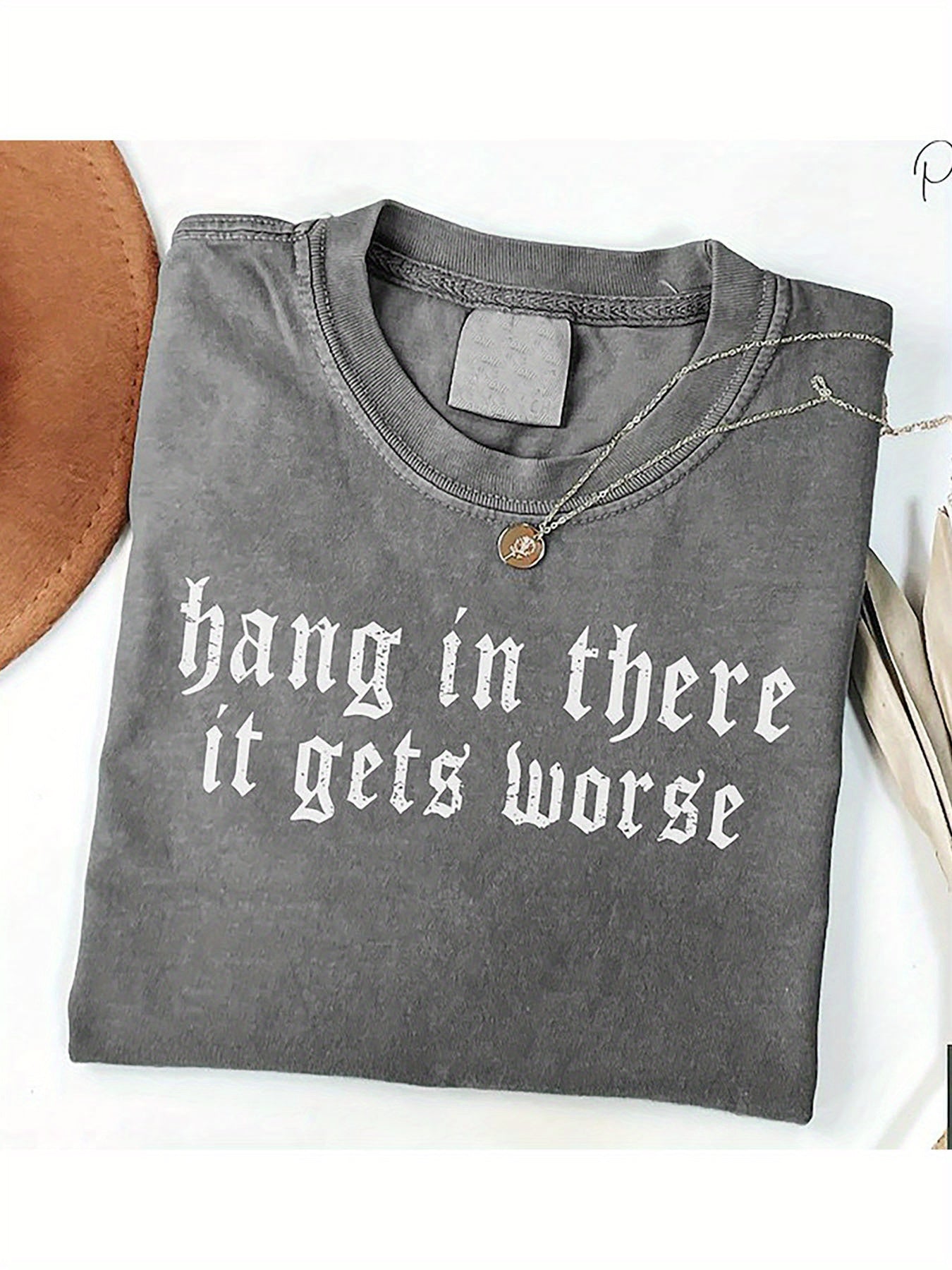230g Washable, Hold On, It Gets Worse Print | Premium Batik Retro Fashion Brand Men'S T-Shirt, Crew Neck, Casual Style, Perfect for All Seasons, Ideal for Summer and Father'S Day Gift