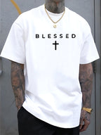 Men's 100 Cotton T-shirt 180g pure cotton with printed non pilling short sleeved top T-shirt short sleeved casual wear gift for family and friends