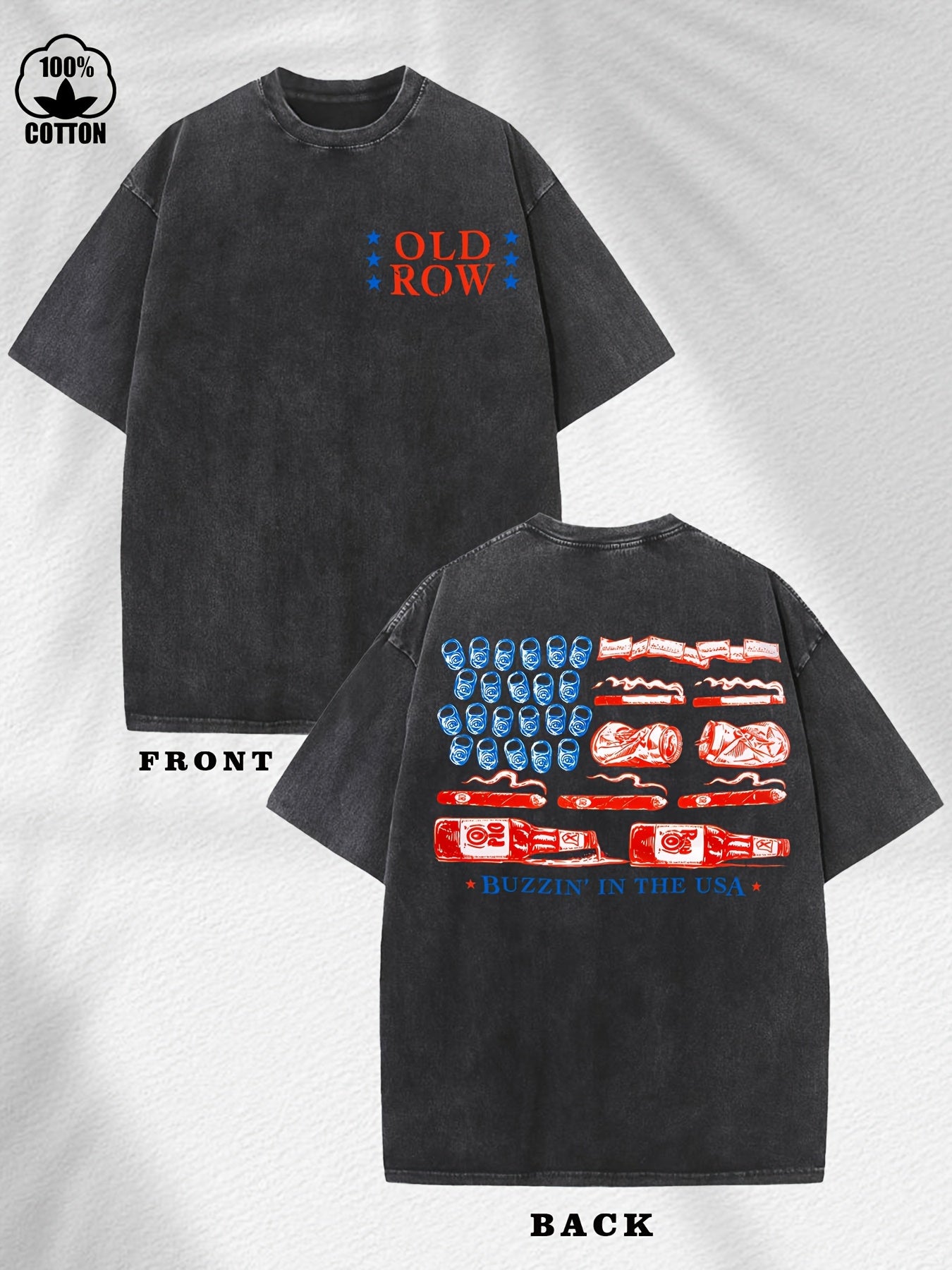 Men'S Heavyweight 230gsm Washed T-Shirt - Vintage Distressed Oversized Casual Tee with Retro 90s Graphic Print (Old Row Lettering & 90s Nostalgia Design) - All-Season Round Neck Short Sleeve Shirt for Casual Attire & Layering - Soft Vintage Texture